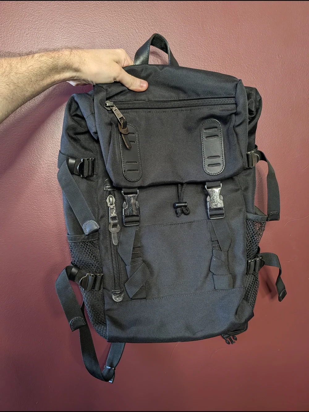 MAKAVELIC TOKYO Black Flap Fold-over Snap Urban Techwear Japanese Backpack
